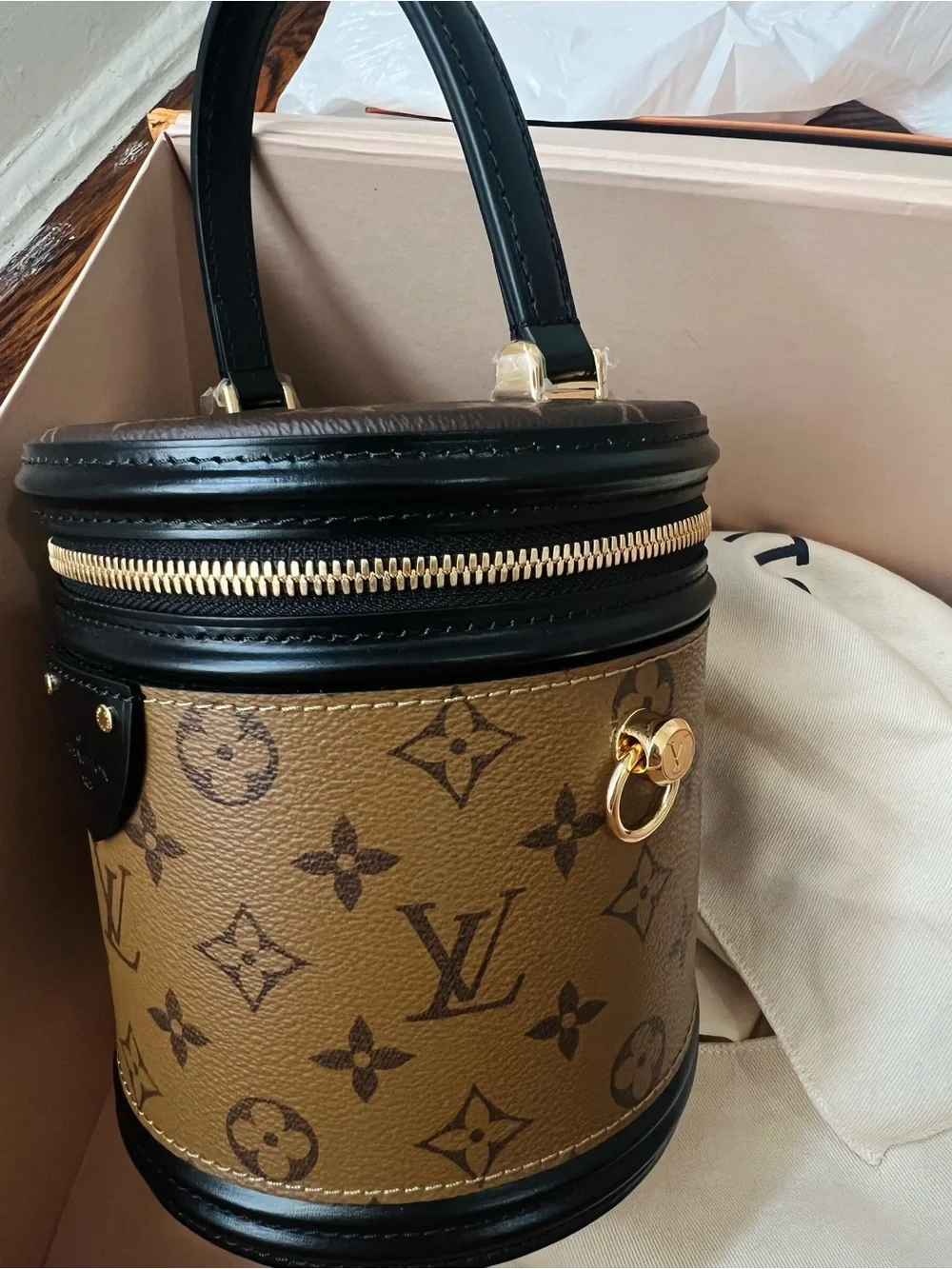 Louis Vuitton Brown Monogram Cylinder Crossbody with Black Trim